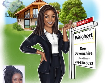 Cartoon Logo, Real Estate Agent, Business Logo Portrait, Custom Caricature Logo, Realtor Custom Avatar, Character Logo Design, Custom Logo