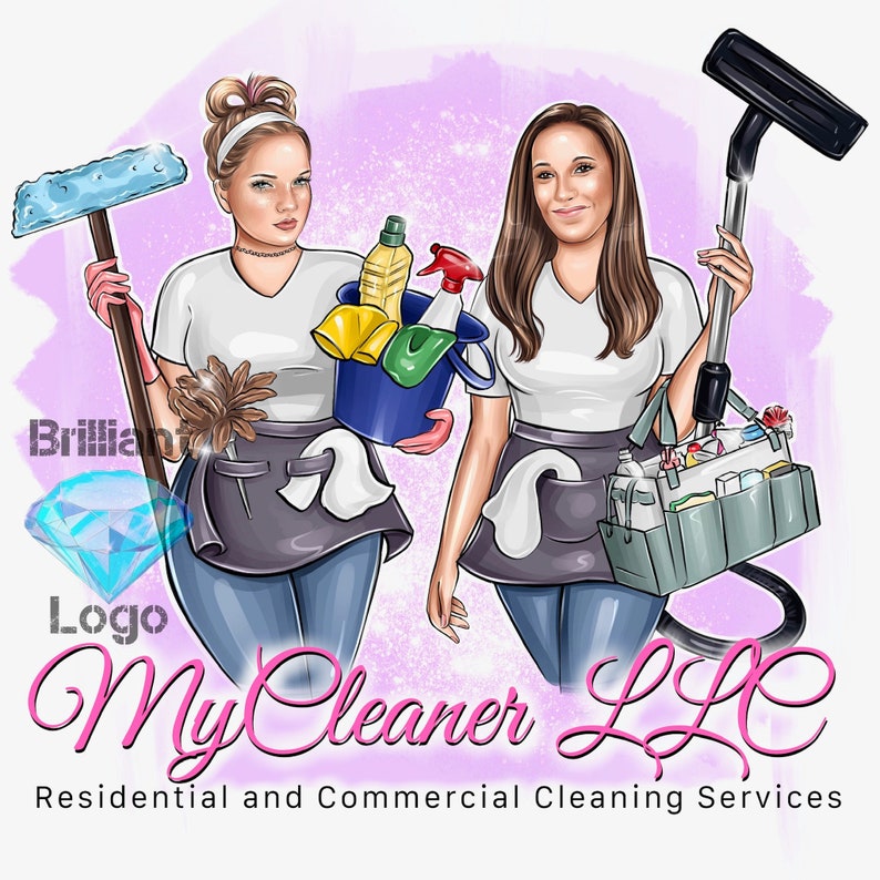 Cleaning Business Logo, Cartoon Portrait, Cleaning Service Logo, Office Cleaner, Housekeeping Logo, Woman Logo, Cleaning Lady, Caricature