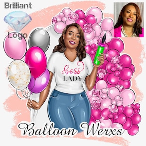 Ballonnen Logo ontwerp, Event Planner Logo, Party Decorator Logo, Feestelijk, Vakantie Maker Logo, Bruiloft Evenementen Branding, Crafter Cartoon Logo
