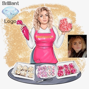 Baker Cartoon Logo Design, Business Logo Portrait, Dessert Maker Logo, Chef Logo Design, Sweets Shop Logo, Candle Maker Logo, Cake Decorator