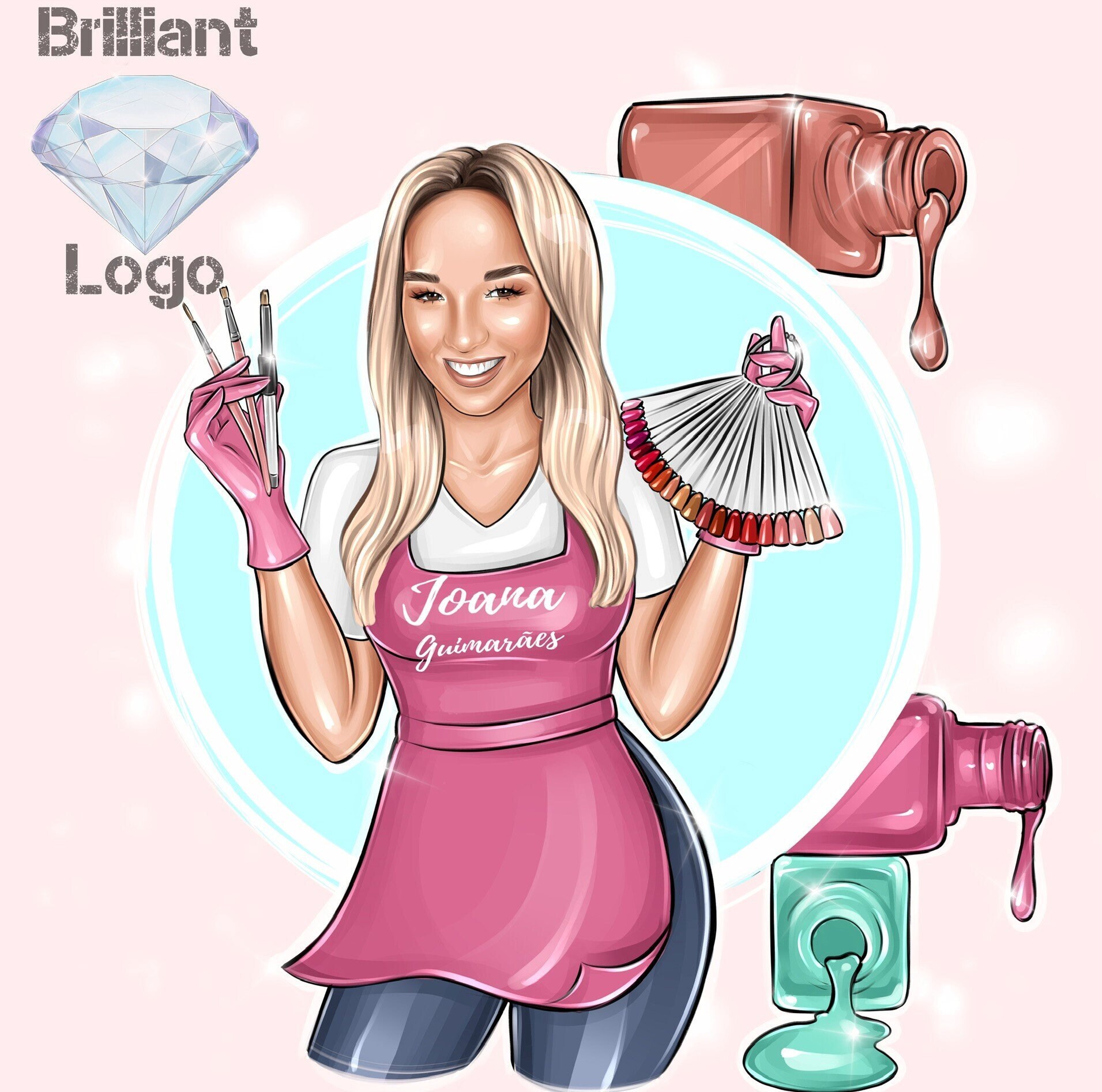 Cartoon Logo Nail Designer Logo Nail Technician Nail Tech - Etsy