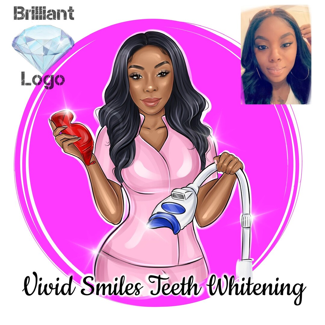 Teeth Whitening Logo, Dentist Esthetician Logo, Cartoon Logo, Skincare