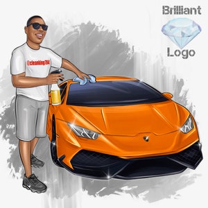 Cartoon logo met auto, automonteur logo, dealer branding, detaillering logo, vrachtwagenchauffeur logo, carwash, auto reparatie logo, aannemer