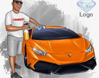Cartoon Logo With Car, Auto Mechanic Logo, Dealership Branding, Detailing Logo, Truck Driver Logo, Car Wash, Auto Repair Logo, Contractor