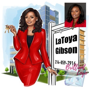 Real Estate Logo, Business Logo Portrait, Realtor Branding, Broker Logo, Custom Logo Design, Real Estate Agent, Cartoon Logo Caricature