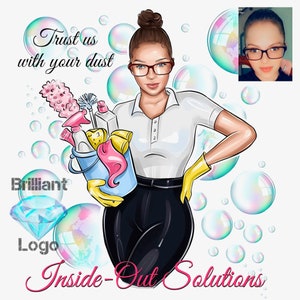 Cleaning Business Logo, Cartoon Portrait, Cleaning Service Logo, Office Cleaner, Housekeeping Logo, Woman Logo, Cleaning Lady, Caricature