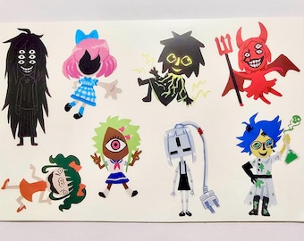 Weirdcore creepy cute characters- Transparent Sticker sheet
