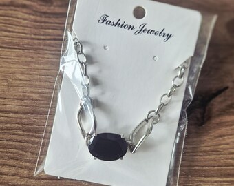 Gerhodineerde armband, gesimuleerde onyx, sieraden, zirkonia,