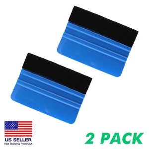 May include: Two blue plastic squeegees with black felt edges. Each squeegee has three raised lines for smooth application. 2 PACK.