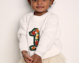 Personalized Hand-Embroidered Baby Sweater: Custom Name Birthday Gift