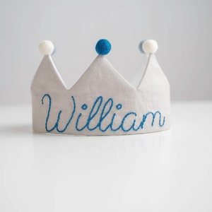 Hand Embroidered Crown for Baby and Children's Birthdays | Personalized Keepsake for First Birthday and Special Occasions