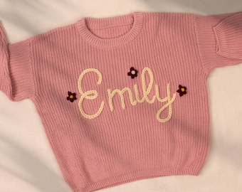 Personalized Baby Name Sweater, Embroidered Children Sweatshirt, Knit Sweater Toddler, Custom Baby Sweater with Name, Customized Baby Gifts