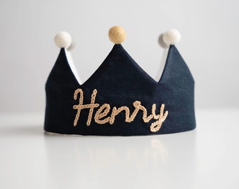 Hand Embroidered Crown for Baby and Children's Birthdays | Personalized Keepsake for First Birthday and Special Occasions