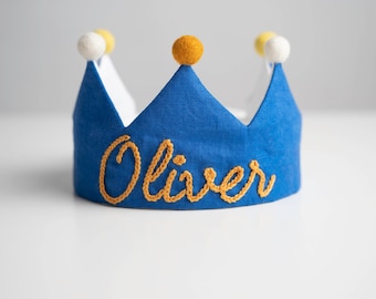 Hand Embroidered Crown for Baby and Children's Birthdays | Personalized Keepsake for First Birthday and Special Occasions