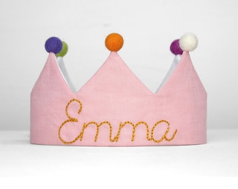 Handmade Embroidered Linen Birthday Crown: Personalized Keepsake