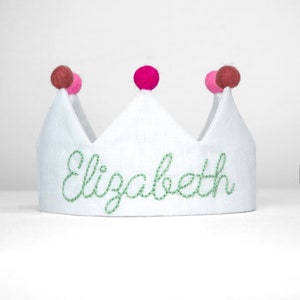 Hand Embroidered Crown for Baby and Children's Birthdays | Personalized Keepsake for First Birthday and Special Occasions