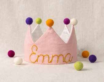 Hand Embroidered Crown for Baby and Children's Birthdays | Personalized Keepsake for First Birthday and Special Occasions