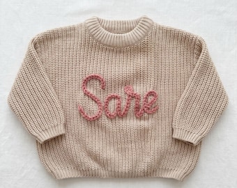Personalized Sweater - Custom Embroidered Baby Sweater - Toddler Knit Sweatshirt - Baby Name Jumper