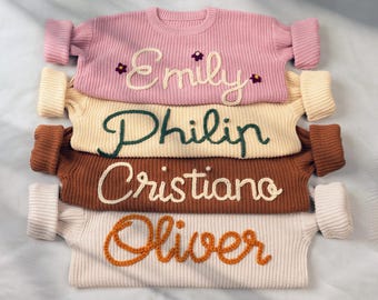 Personalized Baby Name Sweater, Embroidered Children Sweatshirt, Knit Sweater Toddler, Custom Baby Sweater with Name, Customized Baby Gifts