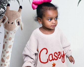 Embroidered Baby Name Sweater: Personalized Knit Toddler Sweatshirt