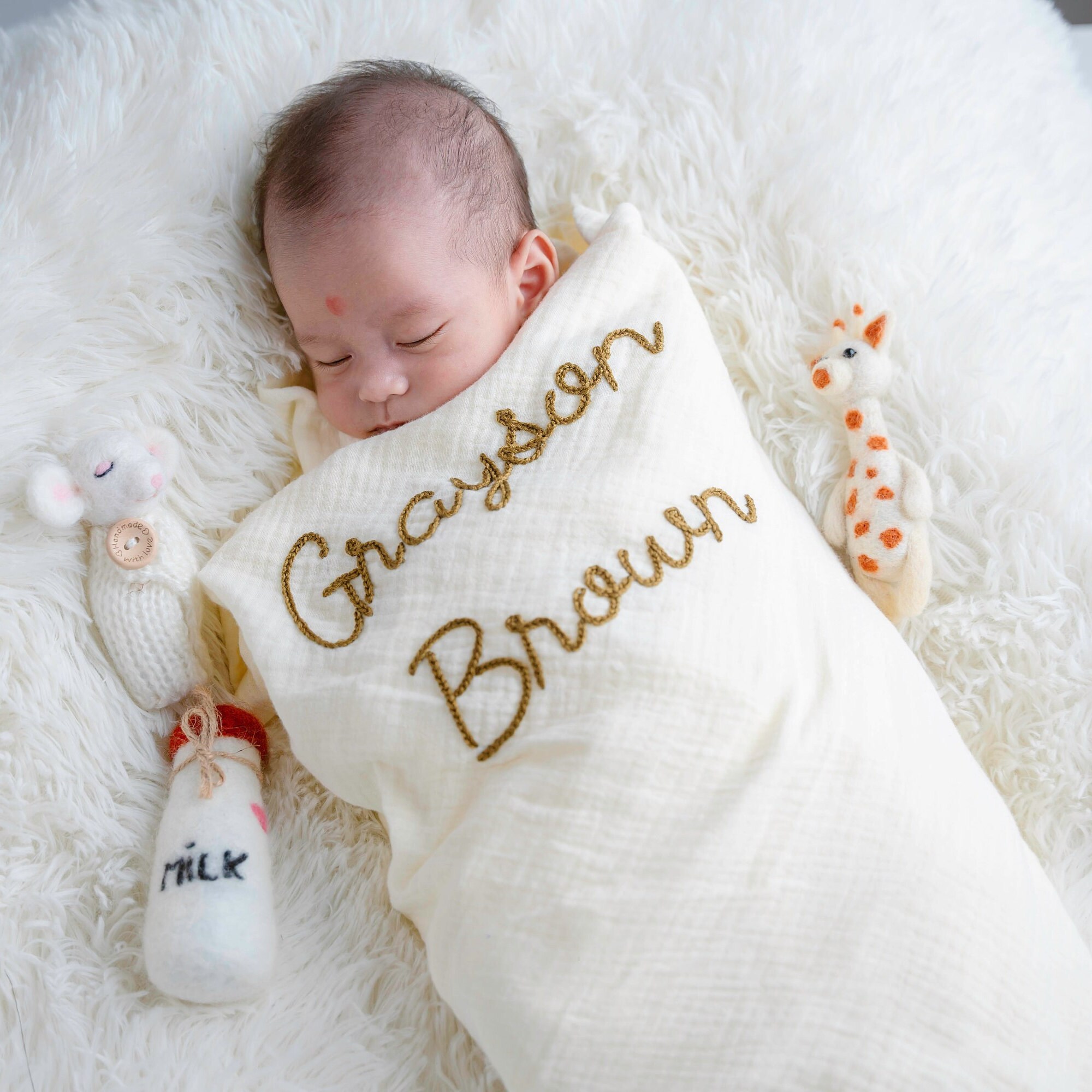 Personalized Handlettered Baby Swaddle Custom Embroidered Etsy Australia