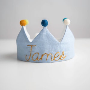 Hand Embroidered Crown for Baby and Children's Birthdays | Personalized Keepsake for First Birthday and Special Occasions