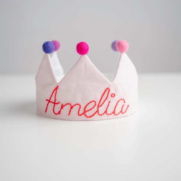 Hand Embroidered Crown for Baby and Children's Birthdays | Personalized Keepsake for First Birthday and Special Occasions