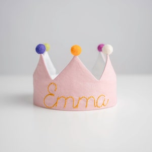 Hand Embroidered Crown for Baby and Children's Birthdays Personalized Keepsake for First Birthday and Special Occasions image 1