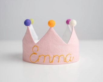 Hand Embroidered Crown for Baby and Children's Birthdays | Personalized Keepsake for First Birthday and Special Occasions