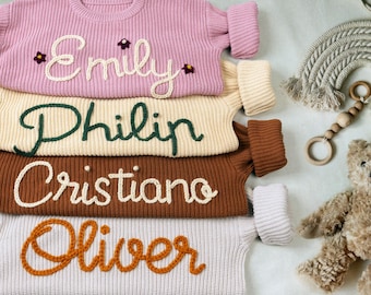 Personalized Baby Name Knit Sweater: Embroidered Children's Sweatshirt