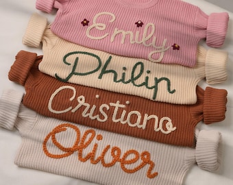 Personalized Baby Name Sweater, Embroidered Children Sweatshirt, Knit Sweater Toddler, Custom Baby Sweater with Name, Customized Baby Gifts