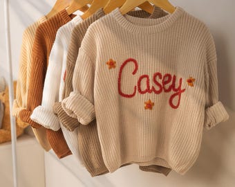 Embroidered Baby Name Sweater: Personalized Knit Toddler Sweatshirt