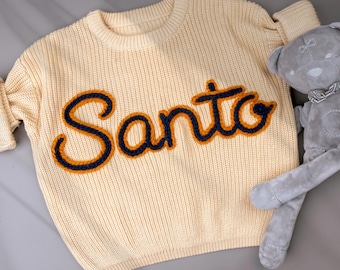 Embroidered Baby Name Sweater: Personalized Knit Toddler Sweatshirt