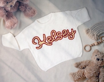 Personalized Hand-Embroidered Baby Name Sweater