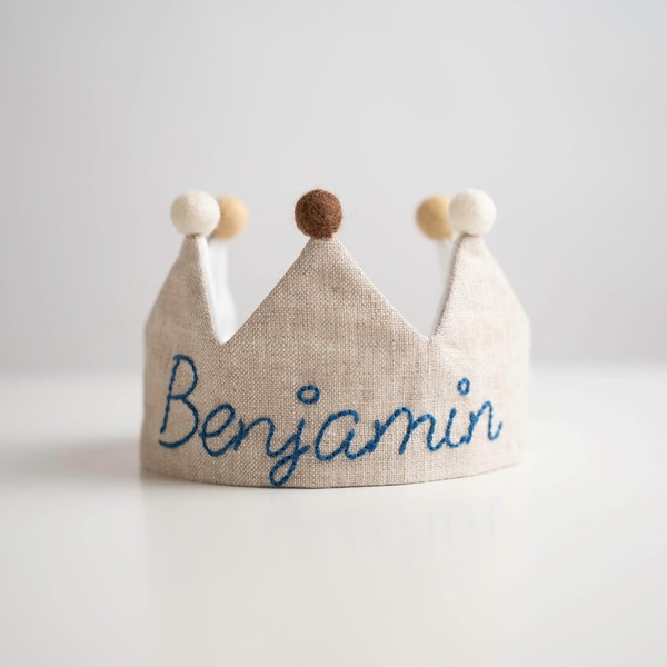 Hand Embroidered Crown for Baby and Children's Birthdays | Personalized Keepsake for First Birthday and Special Occasions