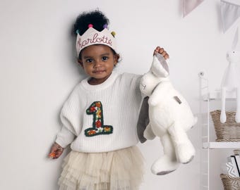 Personalized Baby Name Knit Sweater: Embroidered Children's Sweatshirt