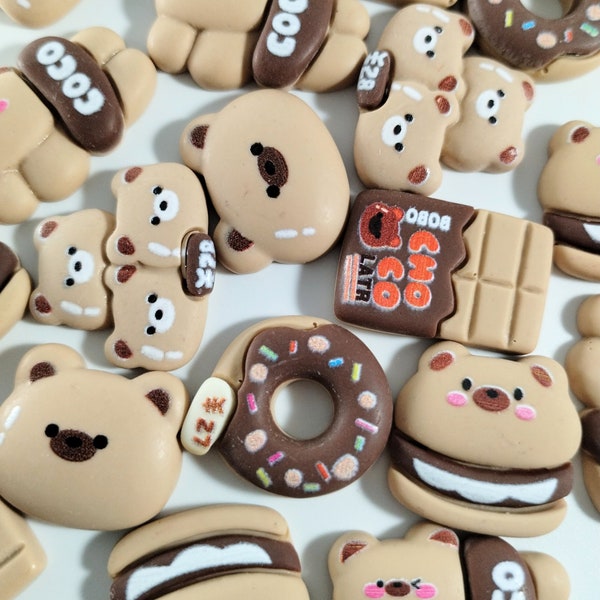 3D Nail charms | Chocolate Charms | Kawaii Flat back | Sweet Nail Charms | Bear Charms For Nails | Nail Art 10 Pieces