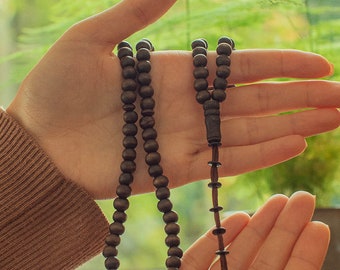 Misbaha Handmade Wooden Sibha Gift 99 Prayer Beads Tasbih Earthy Natural Sibha with adjustable counter head Tasbeeh Muslim Sibha Gift