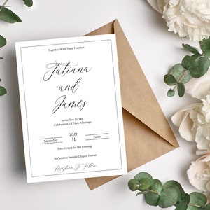 Wedding Invitation Template, Editable Wedding Invitation, Minimalist Wedding Invitation Template, Templett Instant Download, Wedding Suite