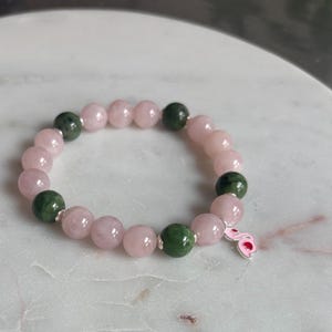 Rose Quartz, Moonstone & Fluorite Beaded Bracelet: Sterling Silver 925