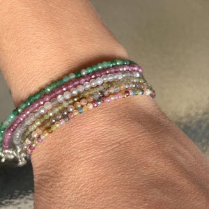 Sterling Silver Gemstone Bracelet: Moonstone, Garnet, Tourmaline, Agate