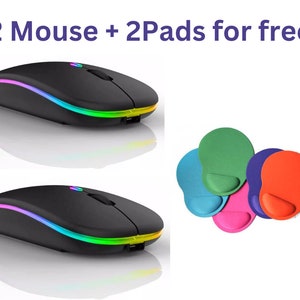 Rechargeable Mouse Wireless Silent LED Backlit Mice USB Optical (2 Pack)