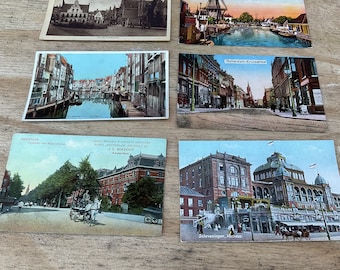 Set van 6 vintage Victoriaanse ansichtkaarten - Dutch Cities