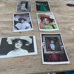Conjunto de 6 postales victorianas vintage - Miss Gertie Millar/Miss Marie Studholme