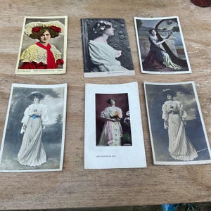 Set mit 6 farbigen Vintage Victorian Postkarten - Damen