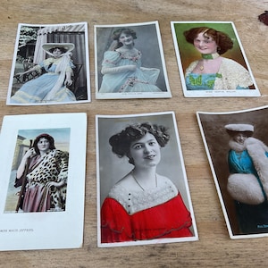 Set mit 6 farbigen Vintage Victorian Postkarten - Damen