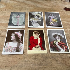 Set mit 6 farbigen Vintage Victorian Postkarten - Damen