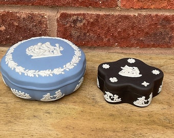 Rare WEDGWOOD Black Jasperware Cup and Saucer With Original Box