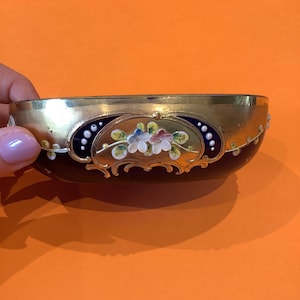 Bohemian Cobalt Blue Glass Dish 1950