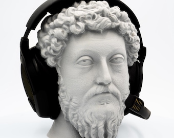 Marcus Aurelius Headphone Holder Bust, Roman Empire Themed Gift, Perfect for Gamers